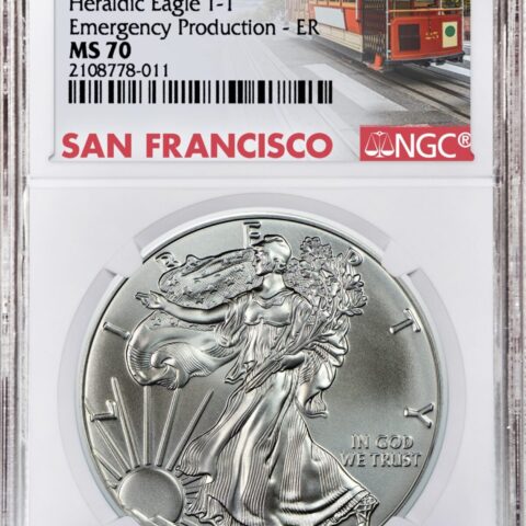 2021 (S) $1 American Silver Eagle "Emergency Production" T-1 NGC MS70 Early Release