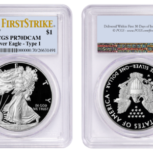 2021-W $1 American Silver Eagle (Type 1) PR70 PCGS First Strike Flag