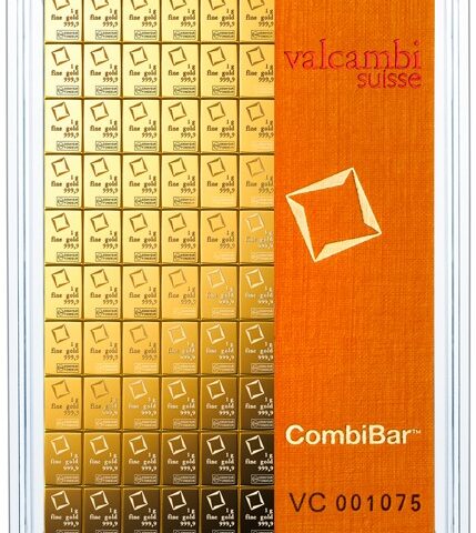 100 GRAM GOLD VALCAMBI COMBIBAR (100 x 1g | 3.215 troy oz.)