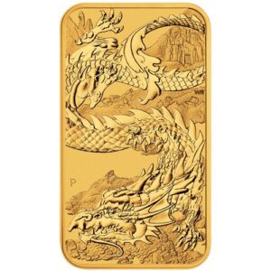 2023 1 OZ GOLD PERTH MINT DRAGON RECTANGULAR $100 (AUD) COIN