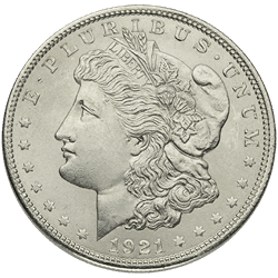$1 MORGAN | AMERICAN SILVER DOLLAR COIN | 1921 | BU "BRILLIANT UNCIRCULATED"